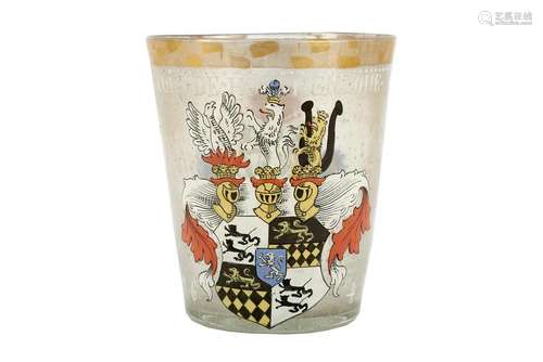 A large Bohemian Historismus armorial enamelled glass