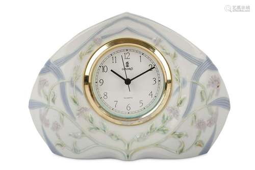 A Lladro porcelain table clock