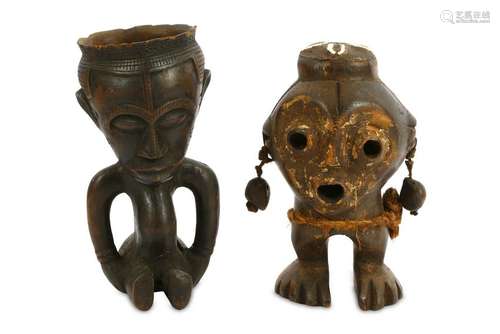 TWO TRIBAL WOOD FIGURAL CARVINGS