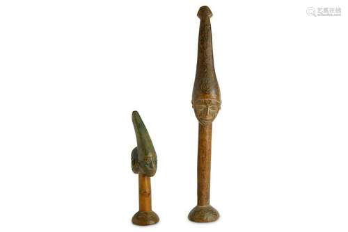 TWO YORUBA STYLE STAFFS