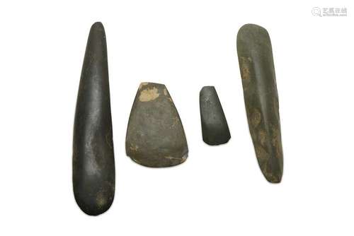 FOUR HIGHLANDS STONE AXE HEADS, PAPUA NEW GUINEA