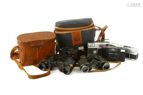 A Selection of Binoculars, Cameras, Flash Accessories &