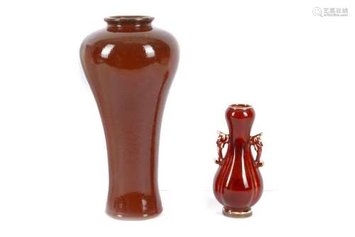 TWO CHINESE RED-GLAZED VASES