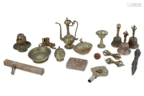 A collection of bronze and copper alloy items,