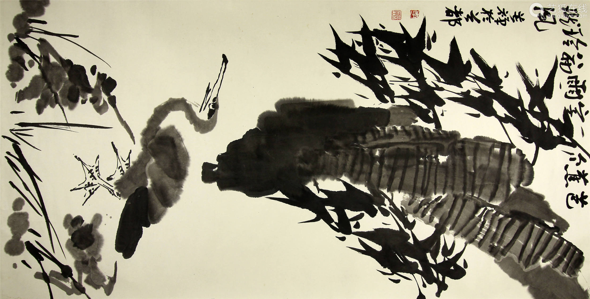 李苦禅芭蕉鹭鸟