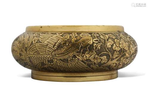 A CHINESE BRONZE 'DRAGON AND PHOENIX' INCENSE BURN
