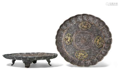 TWO CHINESE FILIGREE DISHES.
