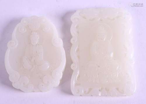 TWO CHINESE WHITE HARDSTONE PLAQUES. Largest 4.5 cm x 6
