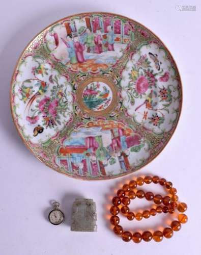 A 19TH CENTURY CHINESE CANTON FAMILLE ROSE DISH