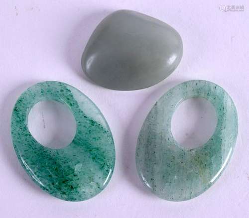 THREE CHINESE JADEITE TOGGLES. (3)