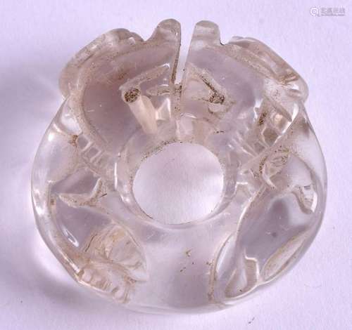 A CENTRAL ASIAN ROCK CRYSTAL TOGGLE. 3.5 cm wide.