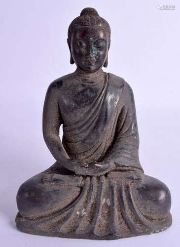 A CHINESE BRONZE BUDDHA. 24 cm x 15 cm.