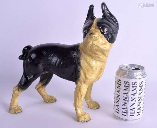 A PAINTED CAST IRON DOG DOORSTOP. 22 cm x 25 cm.