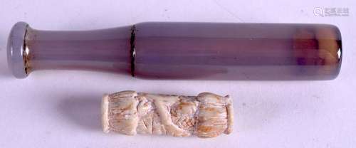 A CENTRAL ASIAN AGATE PIPE and another. (2)