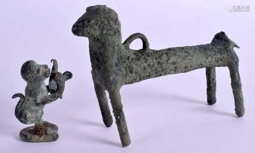 A CENTRAL ASIAN BRONZE ANIMAL together with a similar