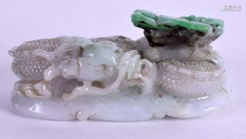 A CHINESE CARVED JADEITE PENDANT. 6.5 cm x 3 cm.