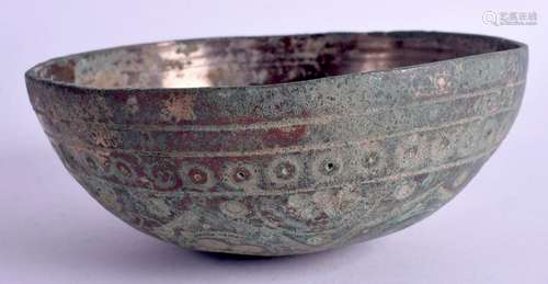 A MIDDLE EASTERN ASIAN WHITE METAL BOWL. 424 grams.