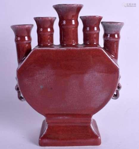 A CHINESE SANG DU BOEUF TULUP VASE. 20 cm x 14 cm.