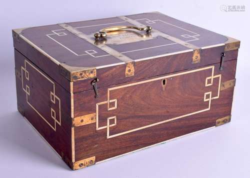 AN 18TH CENTURY IVORY AND BRASS INLAID CAMPAIGN BOX