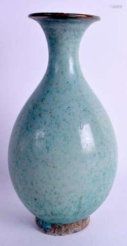 A CHINESE ROBINS EGG POTTERY VASE. 25.5 cm high.