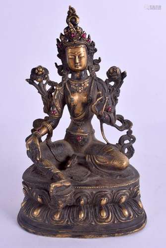 A CHINESE TIBETAN JEWELLED BUDDHA. 22 cm high.