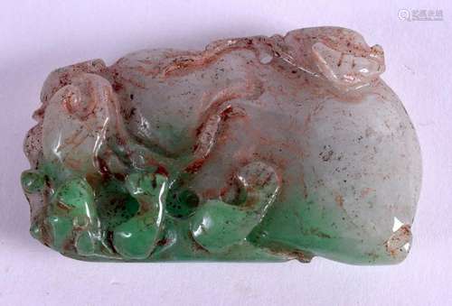 A CHINESE JADEITE PLAQUE. 3 cm x 5.5 cm.