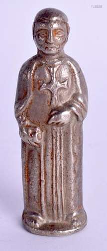 AN ANTIQUE MIDDLE EASTERN SILVER SAINT. 118 grams. 7 cm