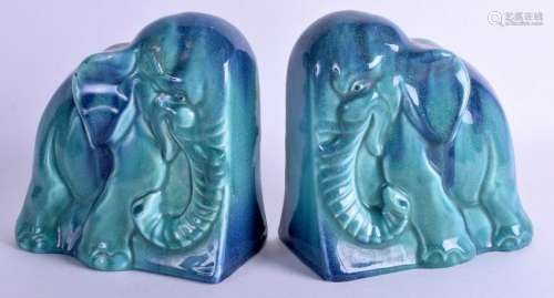 AN UNUSUAL PAIR OF 1950S CONTINENTAL BLUE GLAZED FLAMBE