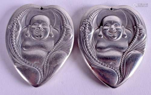 TWO CHINESE SILVER PLATED PENDANTS. (2)