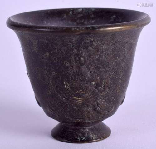 A CHINESE BRONZE TEABOWL. 4 cm high.