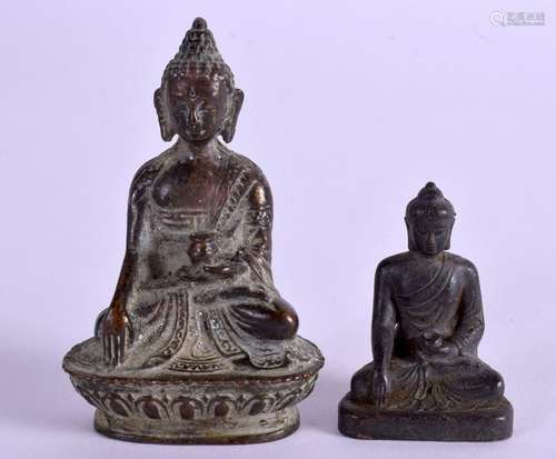 TWO JAPANESE BRONZE BUDDHA. 7 cm & 4 cm high. (2)