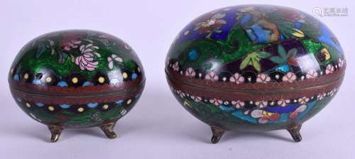 TWO JAPANESE TAISHO PERIOD CLOISONNE ENAMEL BOXES AND