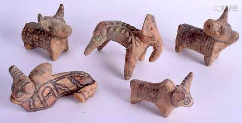 FIVE INDUS VALLEY POTTERY ANIMALS. 11 cm long. (5)