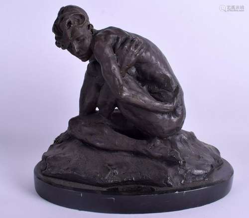 AN ABSTRACT BRONZE FIGURE. 26 cm x 26 cm.