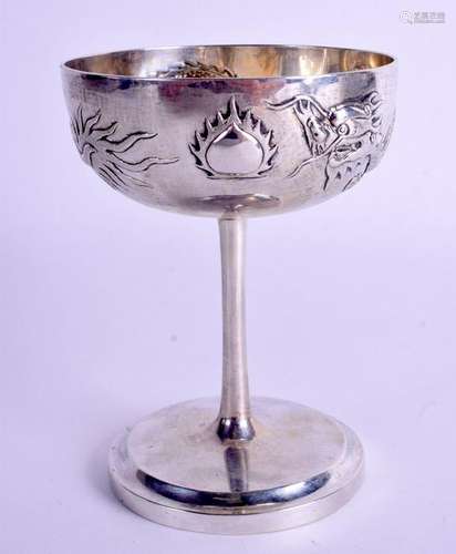 A 19TH CENTURY CHINESE EXPORT SILVER GOBLET by Woshing,