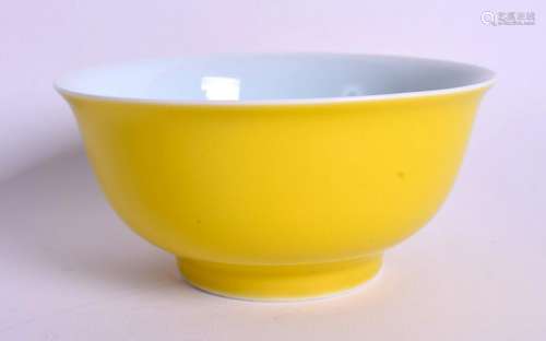 A CHINESE IMPERIAL YELLOW GROUND PORCELAIN BOWL bearing