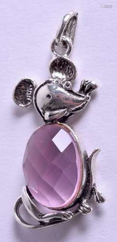 A SILVER MOUSE PENDANT. 3.5 cm high.