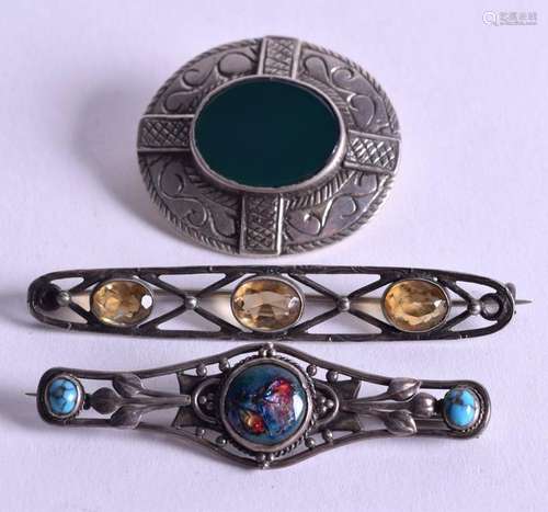 THREE SCOTTISH SILVER BROOCHES. (3)