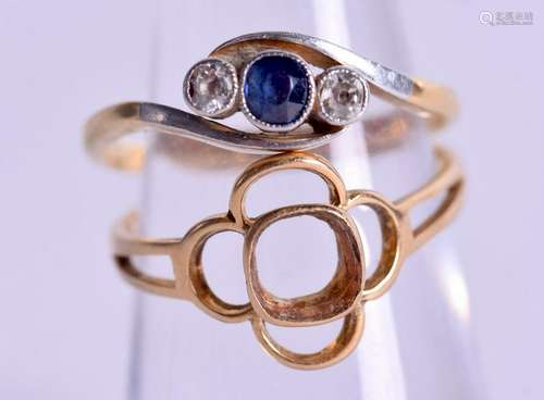 TWO VINTAGE 18CT GOLD RINGS. 4.4 grams. (2)