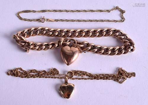 THREE 9CT GOLD CHAINS & BRACELETS. 16.3 grams. (3)