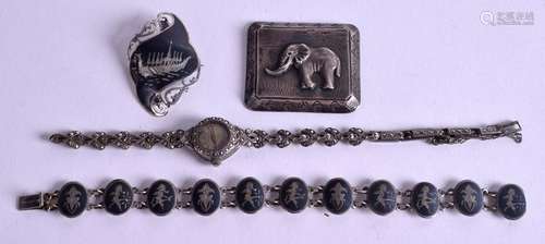 A SILVER BROOCH etc. (4)