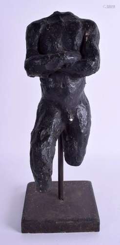 A CONTEMPORAY LACQUERED PLASTER TORSO OF A MALE. Torso