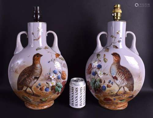 A FINE RARE PAIR OF 19TH CENTURY OPALINE GLASS TWIN