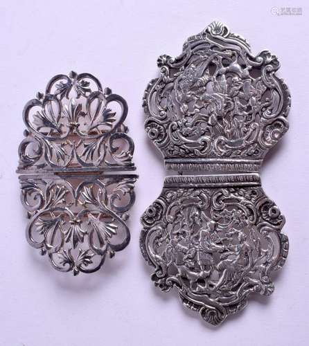 TWO LARGE SILVER NURSES BUCKLES. (2)