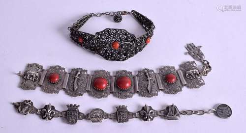 THREE SILVER BRACELETS. (3)