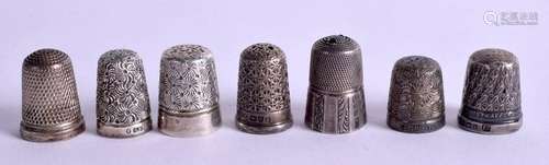 SEVEN SILVER THIMBLES. (7)