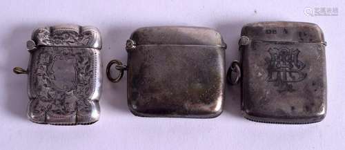 THREE SILVER VESTA CASES. (3)