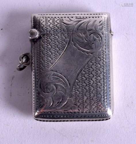 AN ANTIQUE SILVER VESTA CASE.