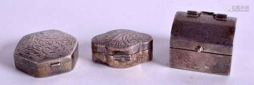 THREE SILVER BOXES. (3)