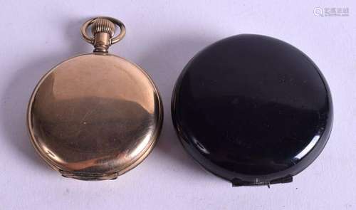 AN AMERICAN ELGIN FULL HUNTER POCKET WATCH. 5 cm wide.